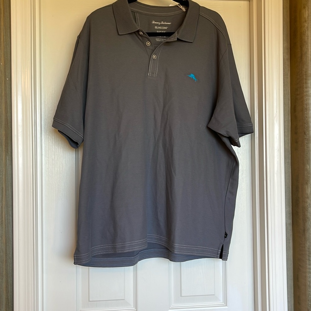 Men’s Tommy Bahama polo shirt, brand, new gray